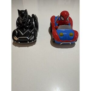 Marvel Super Hero Vehicles Spiderman‎ & Black Panther Racer Cars Toy Figures